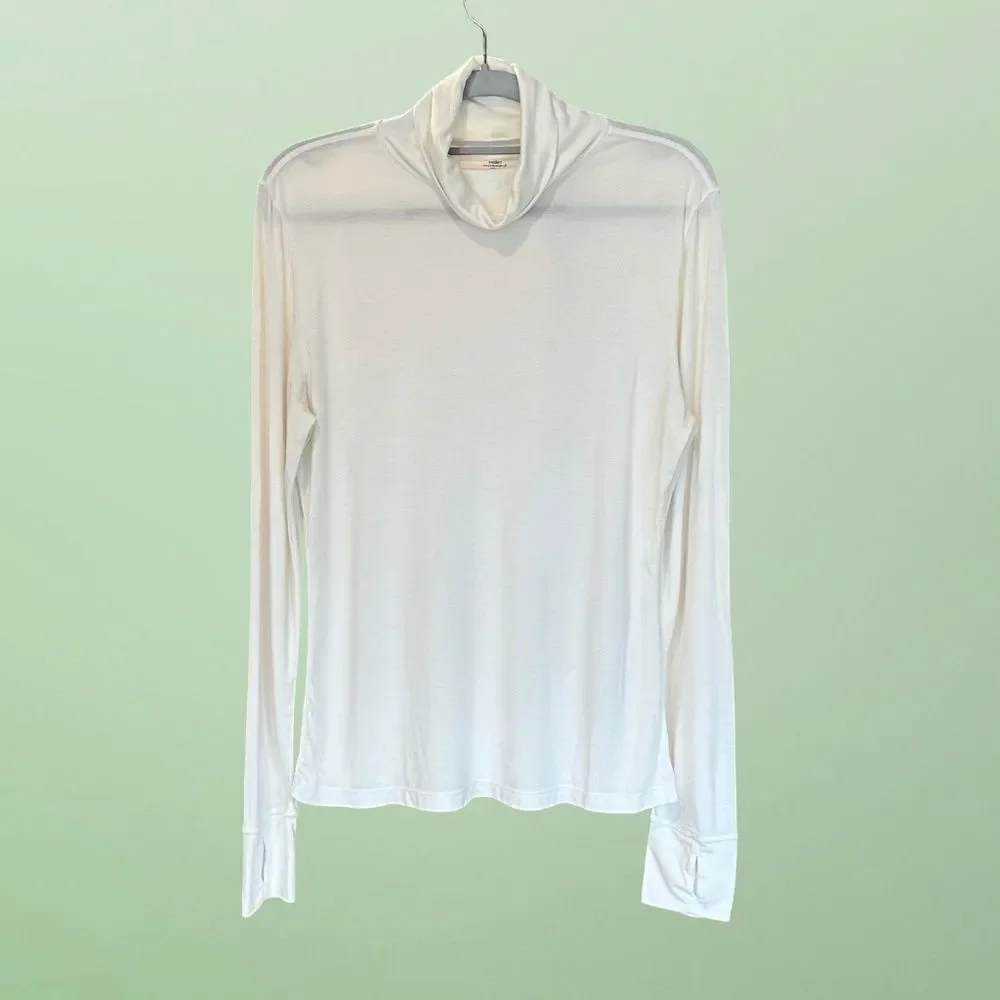 Modern Movement Women's SOFT Long Sleeve Loose Turtleneck Cream-Ivory Large